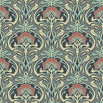 Crown M1196 Donovan Moss Nouveau Floral Wallpaper Amazon Com