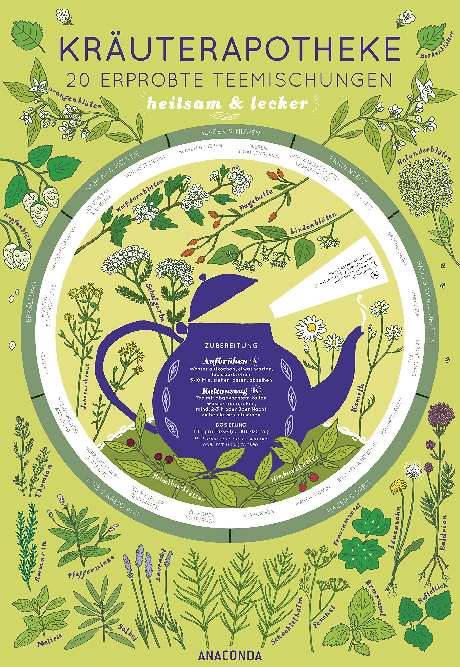 Krauterapotheke 20 Erprobte Teemischungen Heilsam Und Lecker Wandtafel Mit Drehscheibe Amazon De Ogiolda Martha Henriquez Chimene Bucher