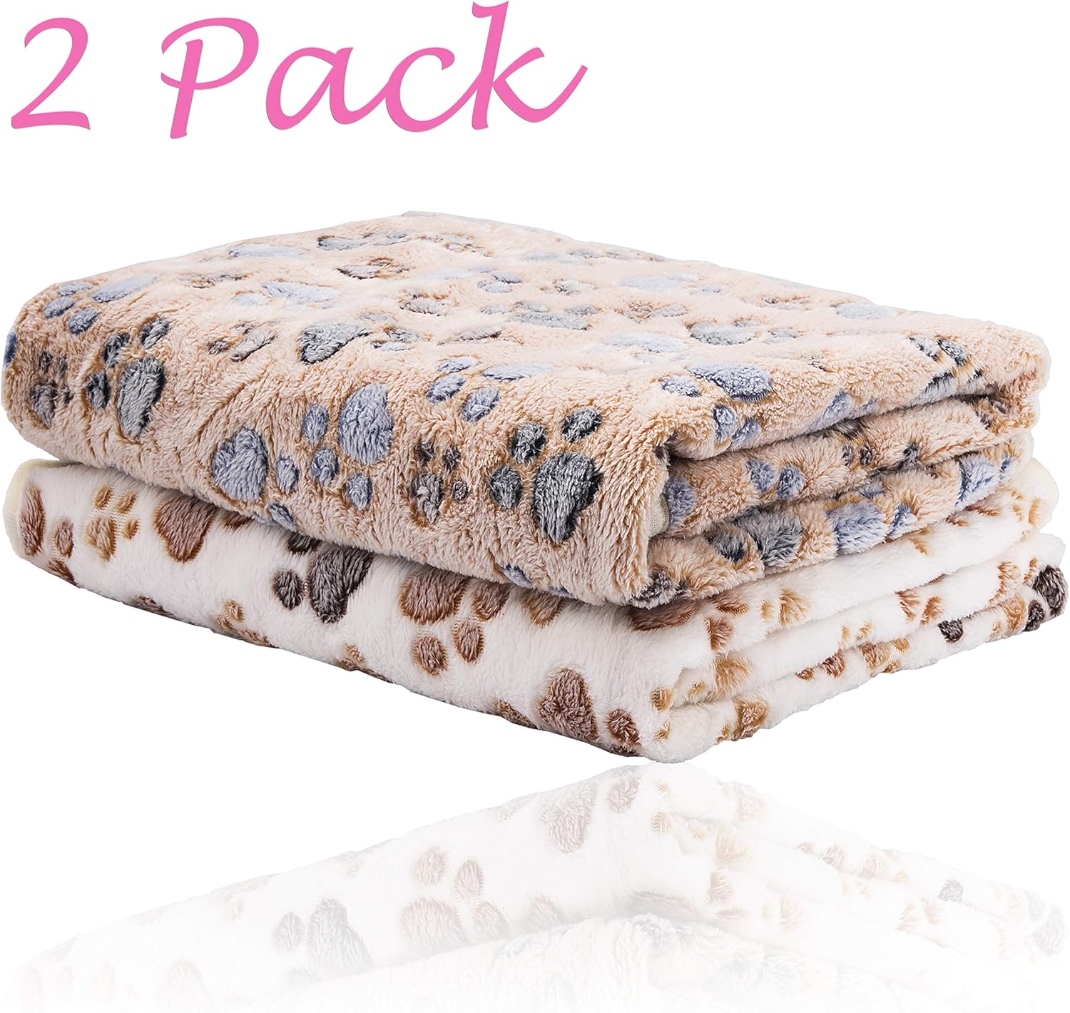 iNNEXT 2 Pack Puppy Blanket for Pet Cushion Small Dog Cat Bed Soft Warm Sleep Mat, Pet Dog Cat Puppy Kitten Soft Blanket Doggy Warm Bed Mat Paw Print: Home & Kitchen