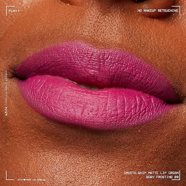 NYX PROFESSIONAL MAKEUP SMOOTH WHIP MATTE LIP CREAM, LONG LASTING, MOISTURIZING, VEGAN LIQUID LIPSTICK – BDAY FROSTING (VIOLET RED)