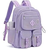 Lreneilu Purple Mesh Backpack for Girls Boys, Mesh Bookbags Heavy Duty Semi-Transparent School Bag for College, Travel, Beach, Swimming, Sports