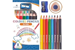 STEAMFLO Colored Pencils for Toddlers 3-4 Years – Kids Pencils for Beginners, Toddlers and Preschoolers, Jumbo Triangle Shape for Easy Grip, Thick 6B Graphite for Easy Writing and Less Breakage (8 Pack)
