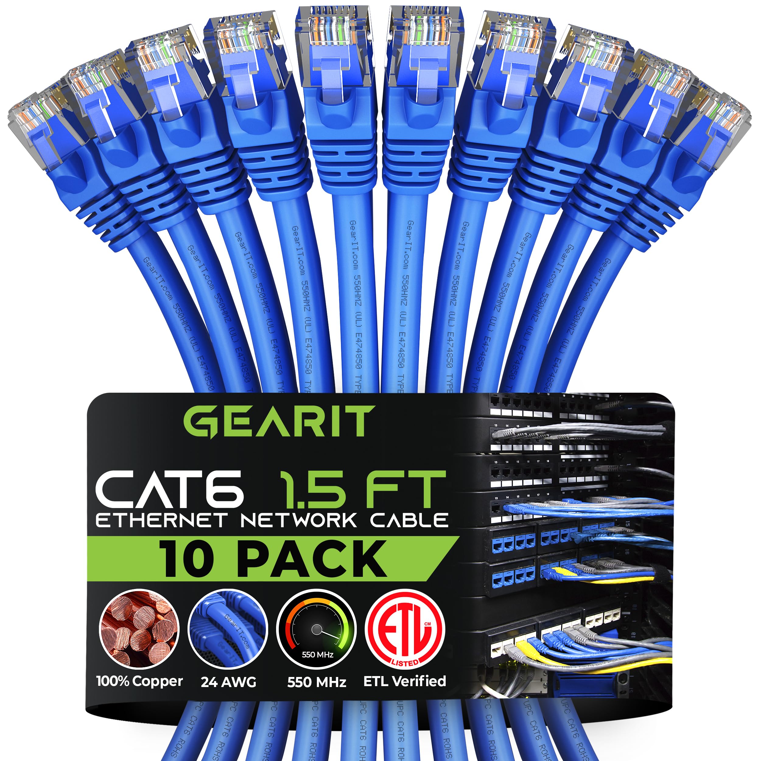 Maximm Ethernet Cable 1ft Cat 6 Pure Copper, UL Listed, LAN UTP Cat6 Rj45 Network Internet Cable 1 Feet White 24 Pack