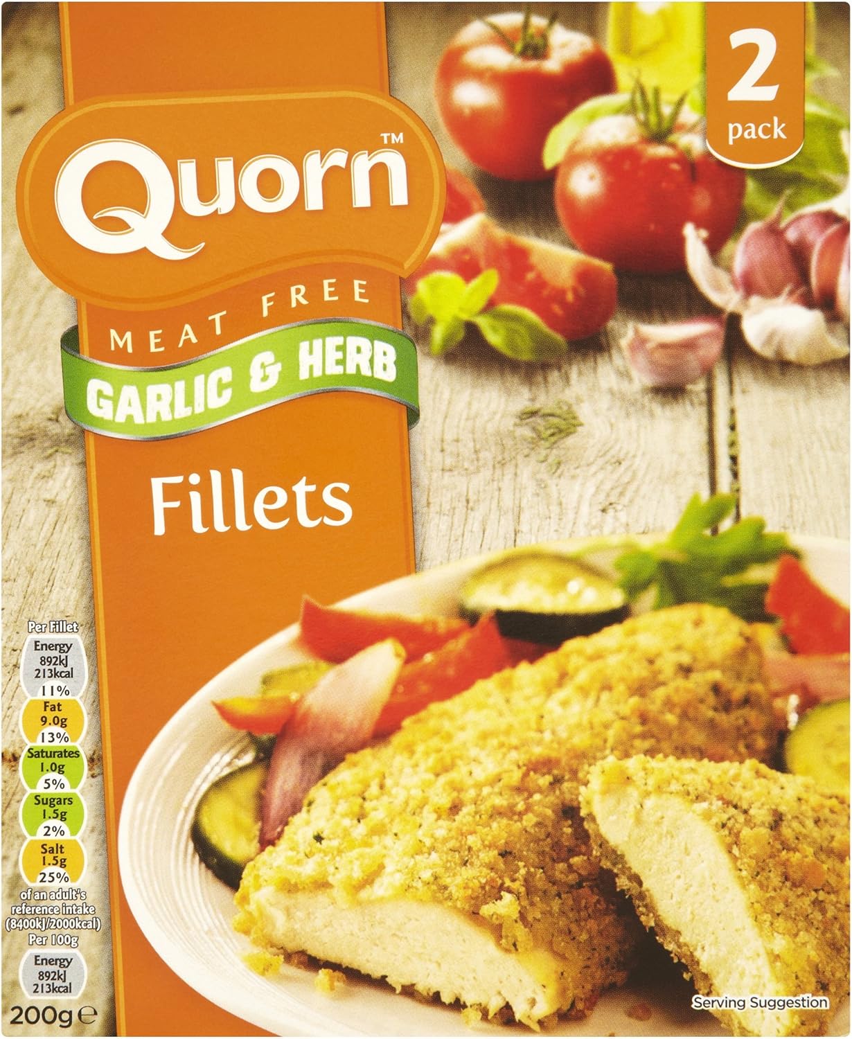 Quorn Meat Free Garlic and Herb Breaded Fillet, 2x100g (Frozen) Amazon.co.uk Grocery