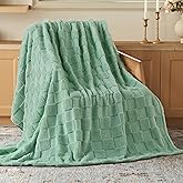 Joiedomi Twin Blanket for Bed, Soft Sage Green Fleece Checkered Blankets Gifts for Women Mom Girls, 280GSM Cozy Cute Soft Throw Home Room Decor Aesthetic Gifts 60x80 Inches