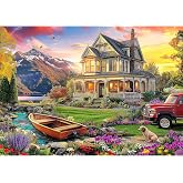 1000 Piece Puzzles for Adults, Autumn Landscape Jigsaw Puzzle 1000 Pieces | Villa and Dog Puzzles 1000 Pieces, Challenging Game Home Decor Birthday Party Gift Toy for Adults Kids Seniors, 28&times;20 in