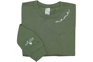 LullabyMall LULLBABYMALL Personalized Embroidered Mama EST Sweatshirt For Women, Mom Custom Gifts for Mother's Day Chirstmas