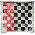 Brybelly Large Checkers Set - Giant Checkers Game for Indoor/Outdoor - Jumbo Classic Board Games for Friends and Family - 3-in-1 Checkers and Mega Tic Tac Toe
