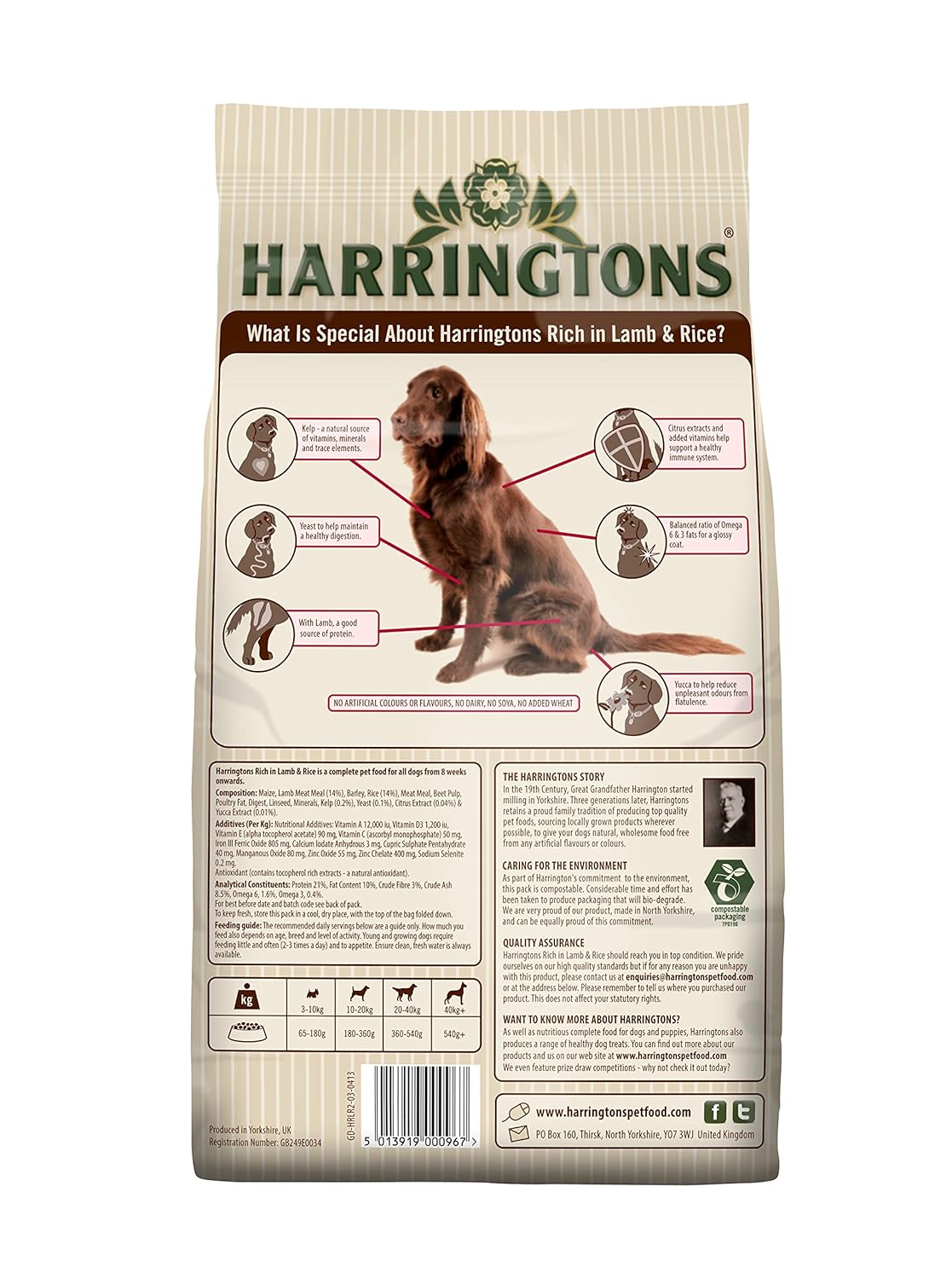 Harrington's Dog Food Complete Lamb and Rice Dry Mix 15kg eBay