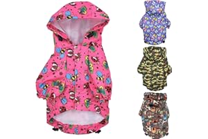 FUNNYDOGCLOTHES for Small Pet Cat Dog Raincoat Hoodie Coat Waterproof Rain Jacket Rainwear (S: Length - 12", Pink)