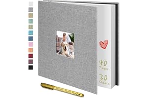 Yopih Photo Album Self Adhesive Photos Albums for 4x6 5x7 8x10 Pictures Scrapbook Album with A Metallie Pen 11"x10.6" 40 Pages