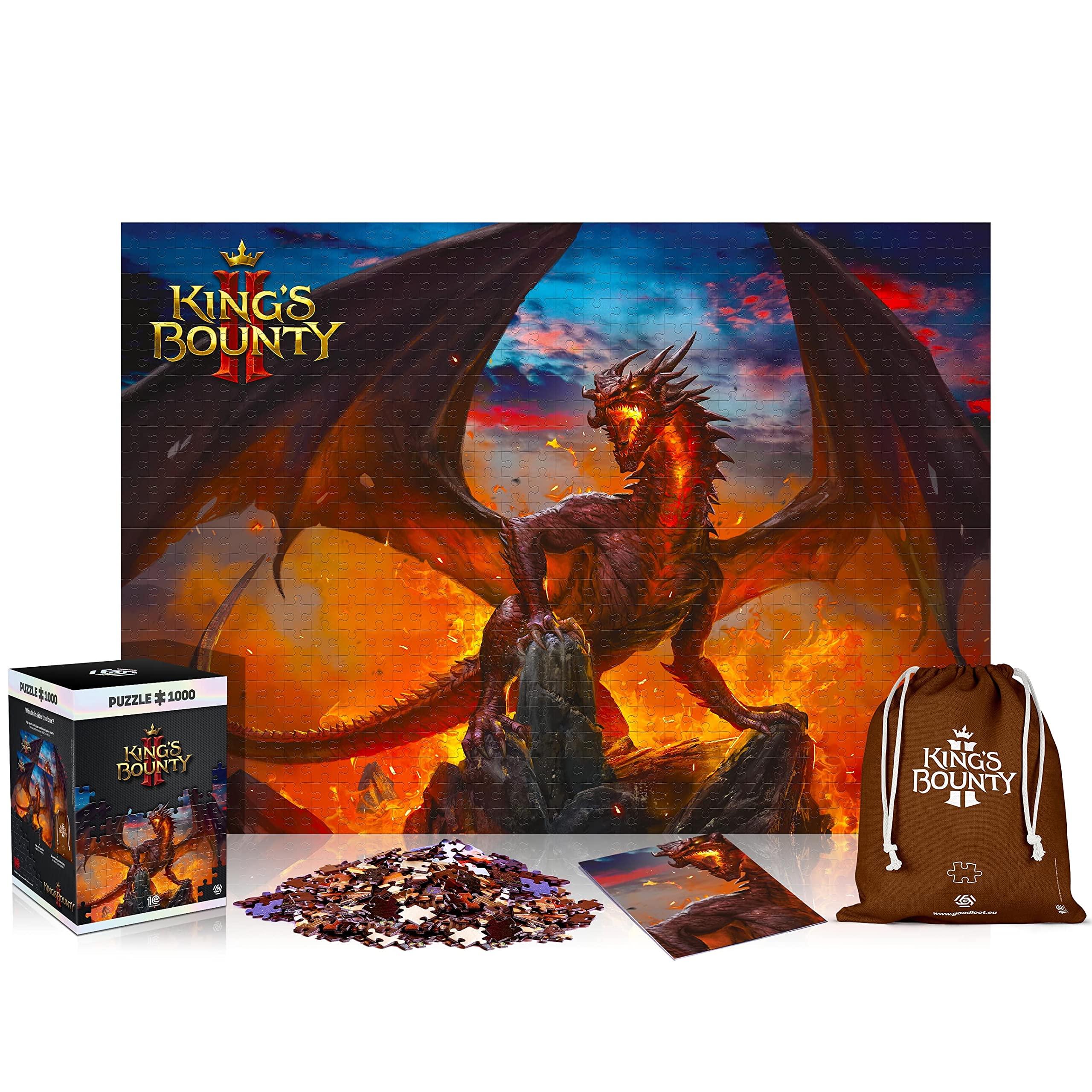 King's Bounty II: Dragon | 1000 Piece Jigsaw Puzzle | includes Poster and Bag | 68 x 48 | for Adults & Kids Age 14 Years And Up | perfect for Christmas and Birthday Present | Game-Artwork | Premium