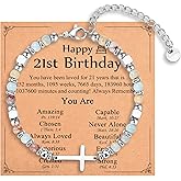 IKIATY Christian Gifts for Women Girls, Religious Cross Bracelet, Birthday Christmas Easter Baptism Confirmation First Communion Valentines Day Graduation Gifts for Her