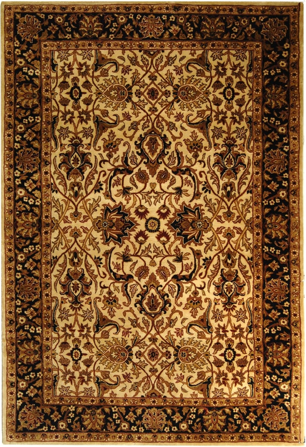 Safavieh Persian Legend Collection PL523D Handmade Traditional Ivory and Black Wool Area Rug (5' x 8')