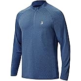 Roadbox Quarter Zip Pullover Men Sun Shirts, Running Workout Long Sleeve UV Shirt, UPF 50+ Quick Dry Athletic Rash Guard
