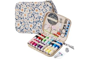 BOBODE Daisy Sewing Kit Printing Sewing Kit,Professional Sewing Supplies for Adults, Zipper Sewing Needles Set, 87 PCS Travel Sewing Accessory for Emergency, Home