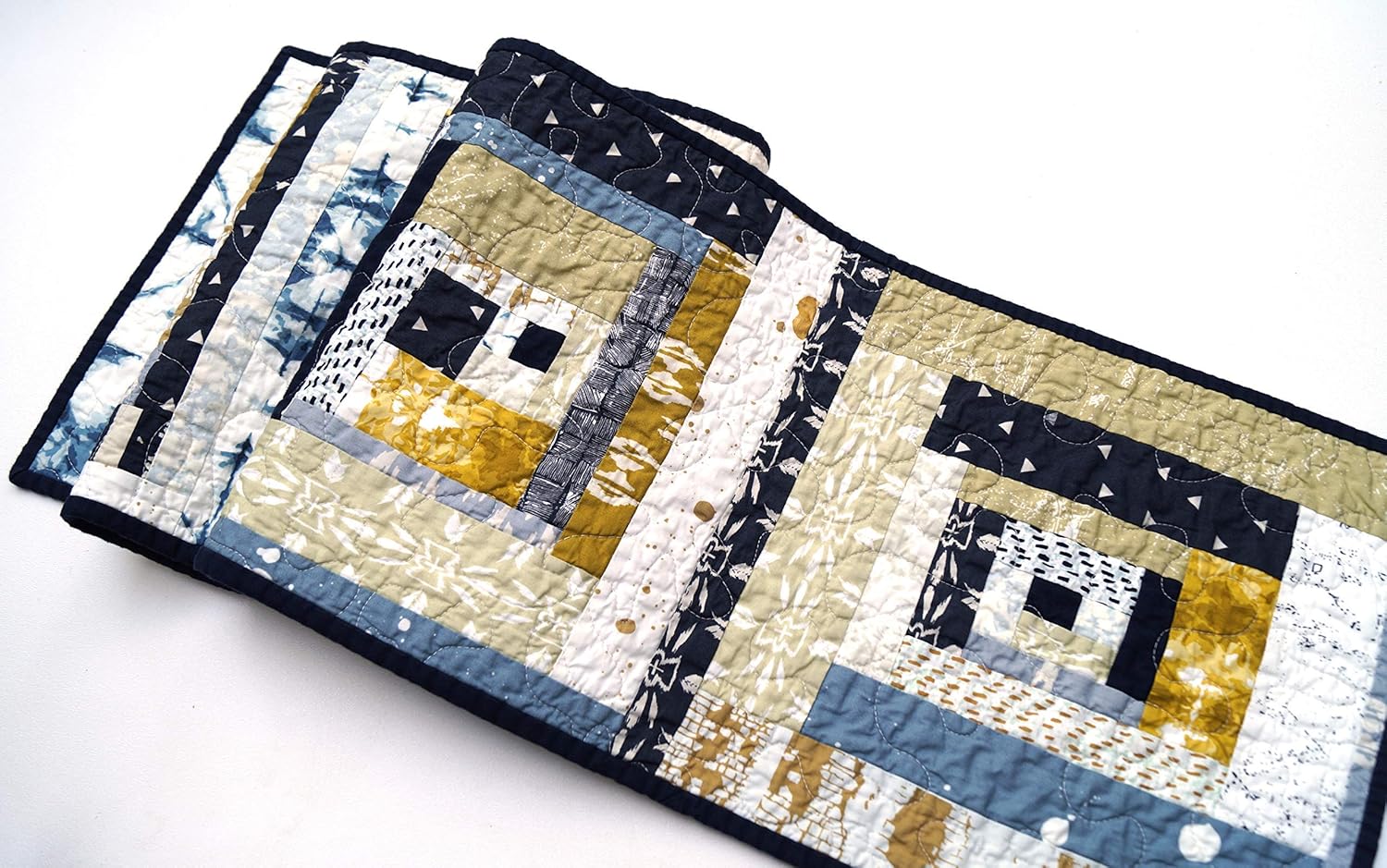 Southwest Style Quilted Patchwork Table Runner in Mustard