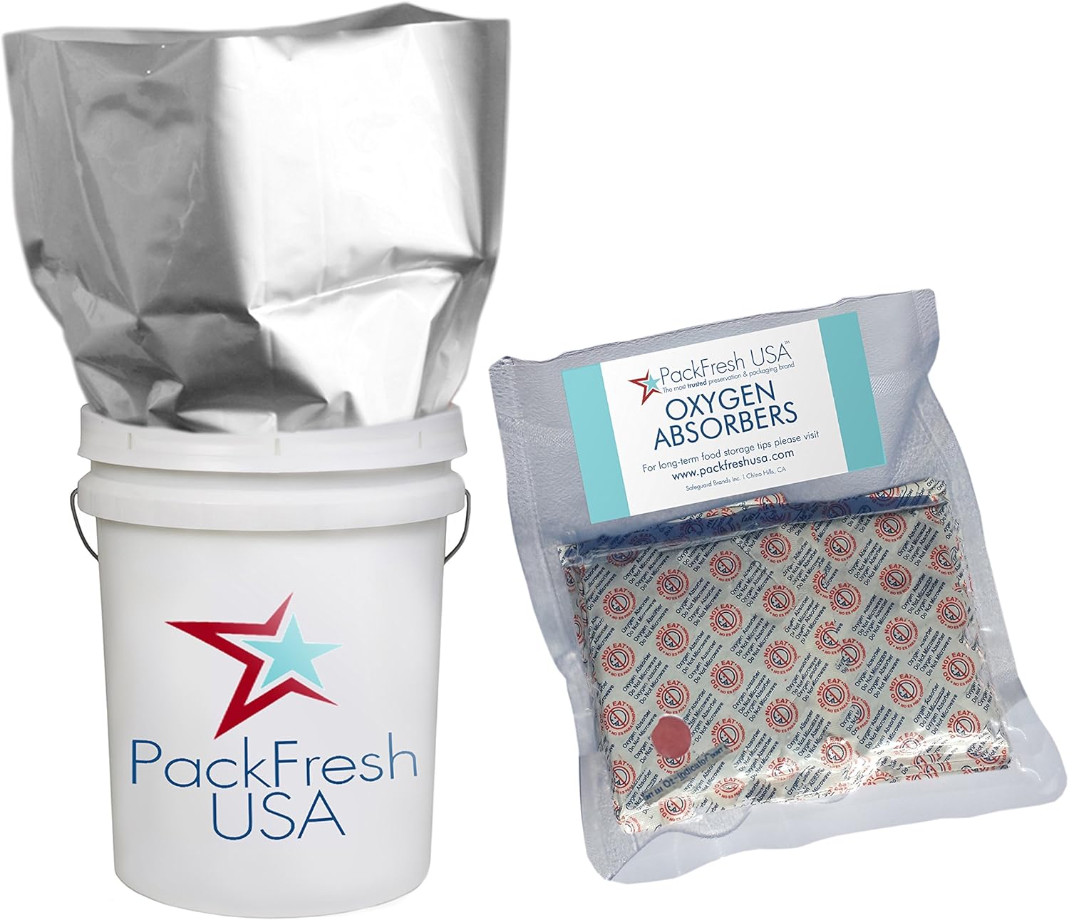 5 Gallon Mylar bags with 2000cc oxygen absorbers (Made in USA) (5)