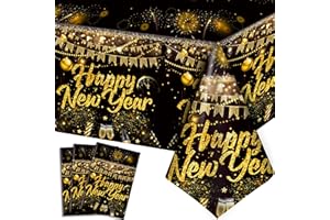 3 Pcs Gaint Happy New Year Tablecloths, 54 x 108 in New Years Eve Tablecovers for 2026 New Year Eve Decorations