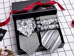 Hi-Tie 3 Pcs Gift Box Mens Tie Set Necktie with