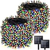 2 Pack 480 LED Solar Chrismas Lights Outdoor, 170 FT Super Long Solar String Lights for Outside with 8 Modes & Memory Function, Waterproof Twinkle Light for Xmas Tree Party Decorations (Multicolor)