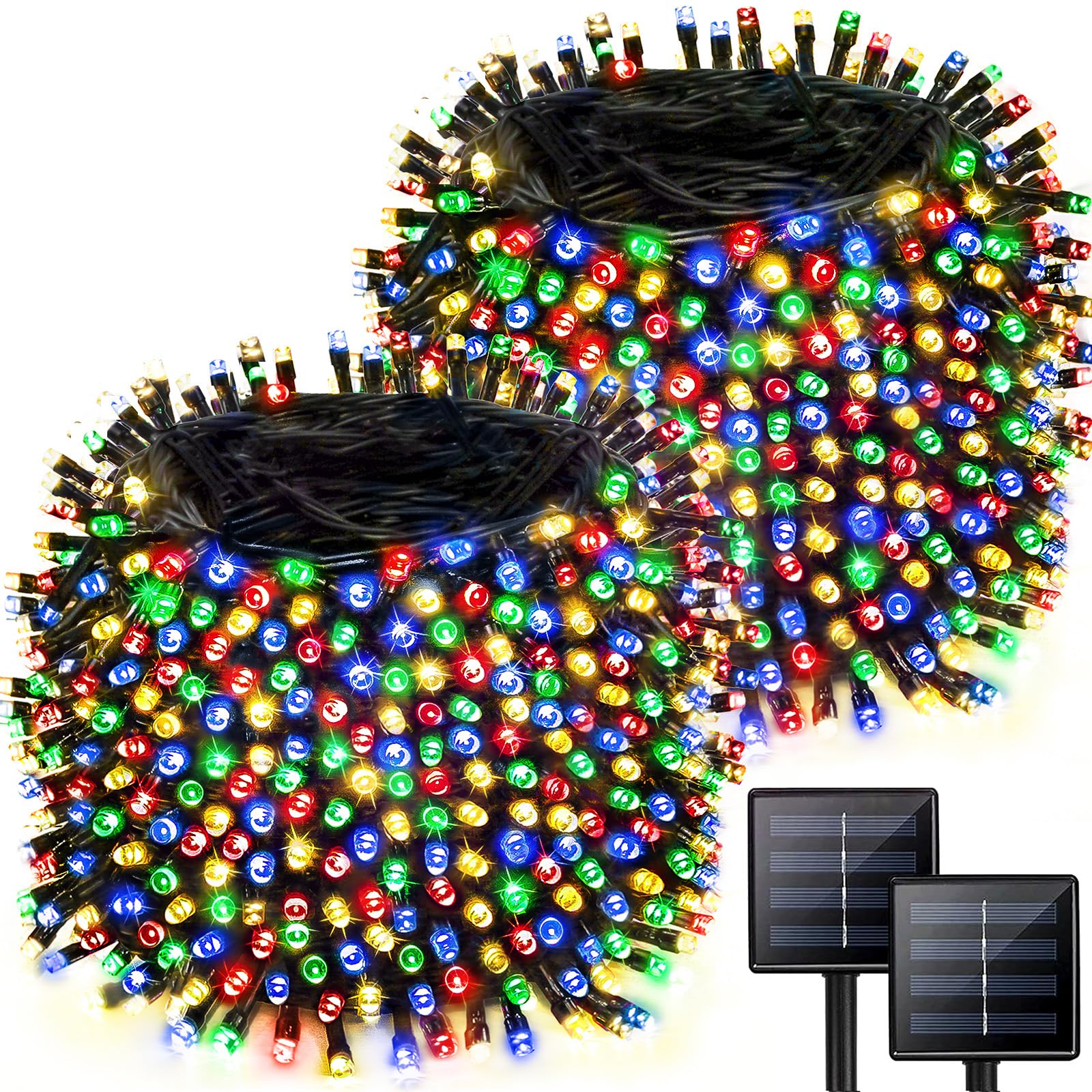 Photo 1 of 2 Pack 480 LED Solar Chrismas Lights Outdoor, 170 FT Super Long Solar String Lights for Outside with 8 Modes & Memory Function, Waterproof Twinkle Light for Xmas Tree Party Decorations (Multicolor)
