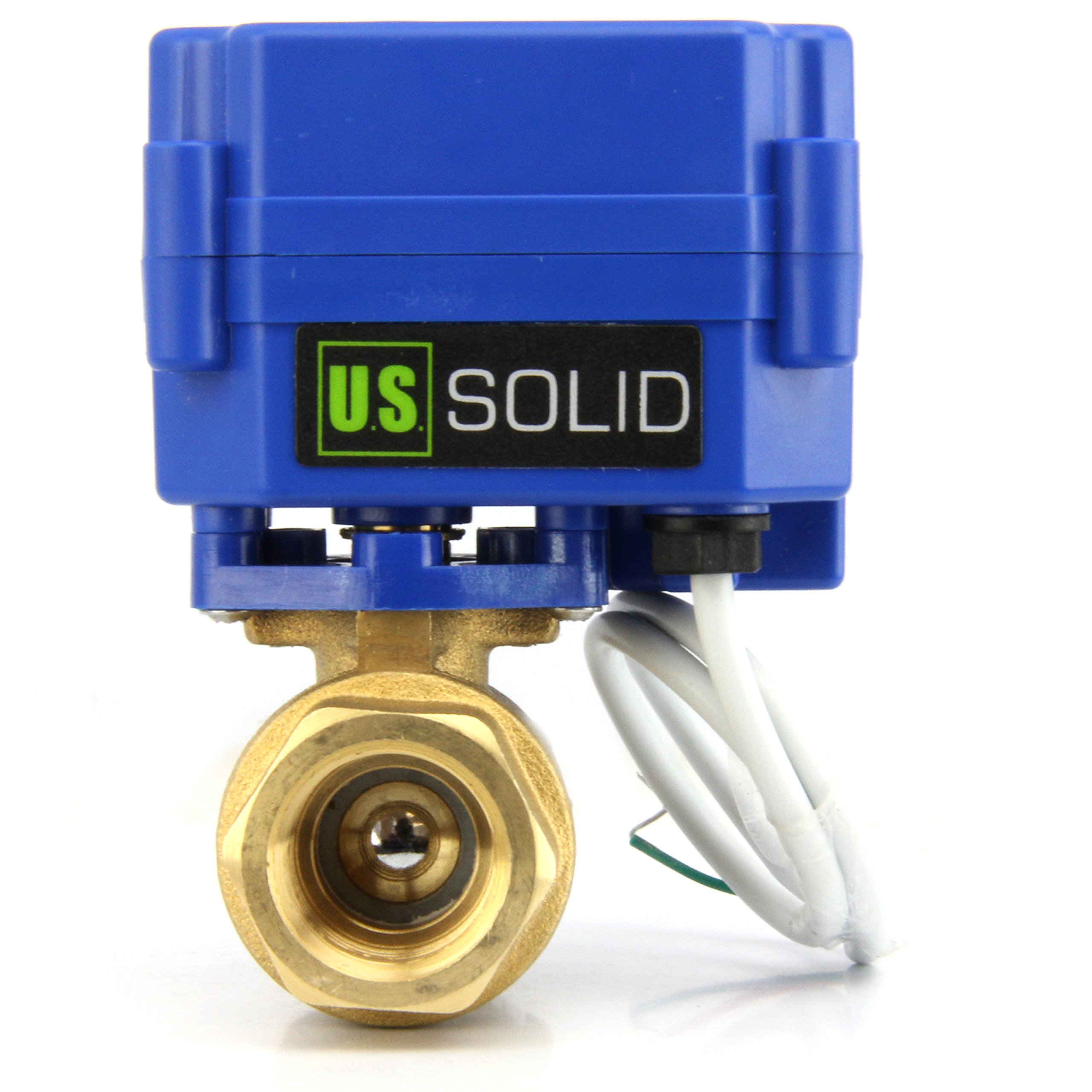 U.S. Solid 3/4" Motorized Ball Valve Brass Electrical Ball Valve, 9-24V DC, 2 Wire Reverse Polarity Setup