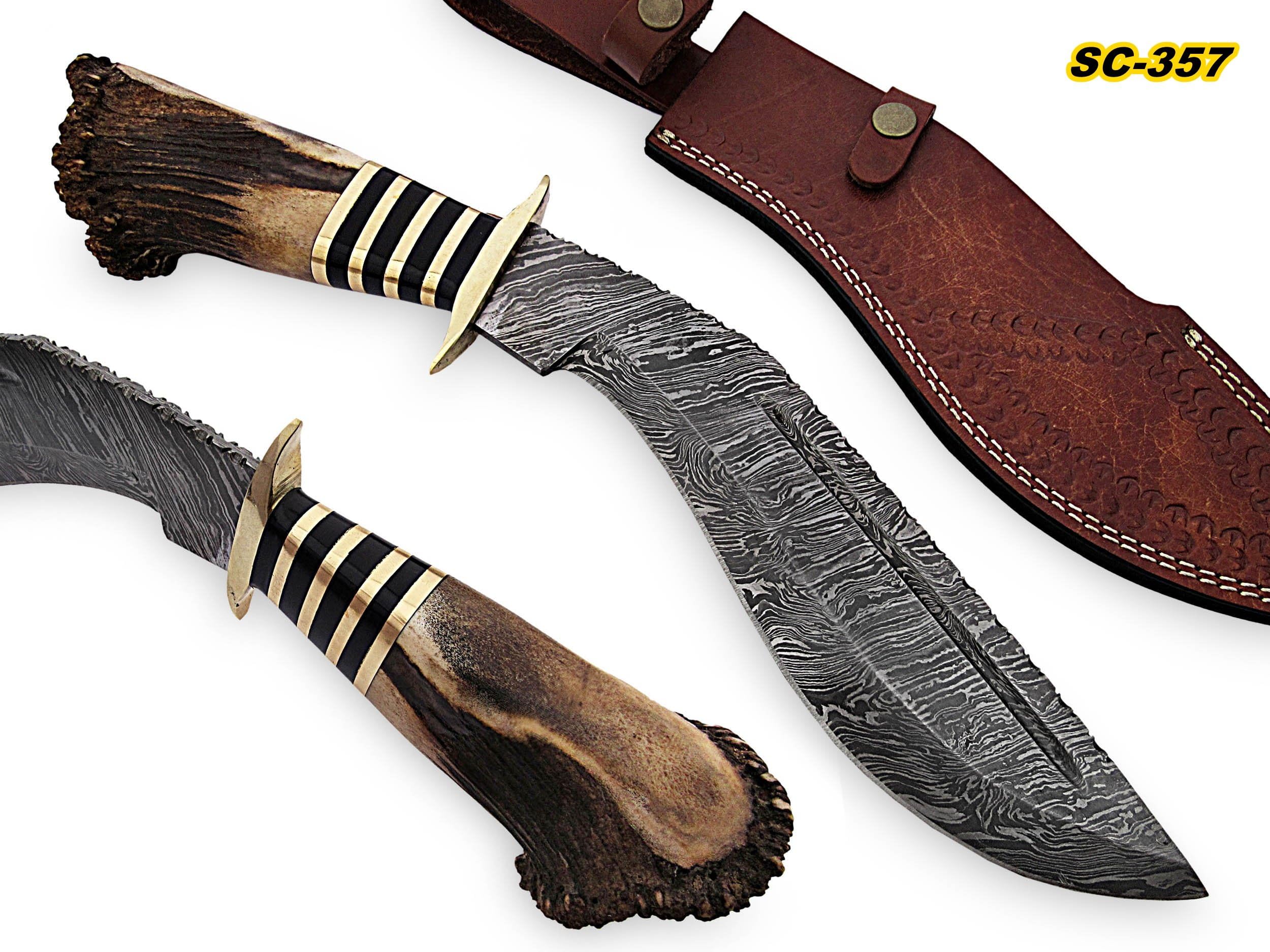 Super Cutlery Custom Handmade Damascus Steel Kukri Knife Stag Horn SC-357