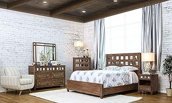 Amazon Com Esofastore New Casual Rustic Oak Bedroom