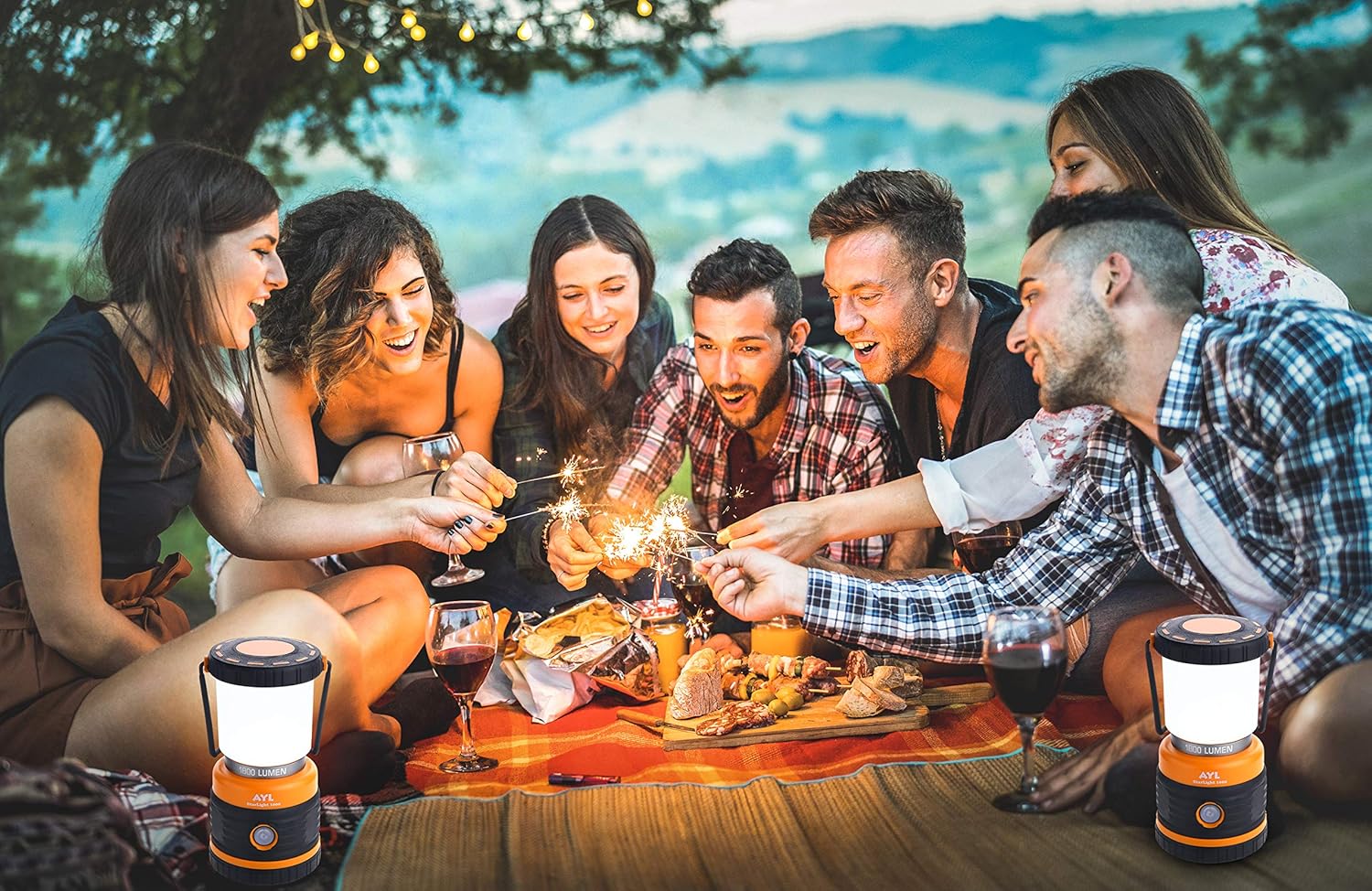 AYL LED Camping Lantern, Battery Powered LED with 1800LM, 4 Light Modes, Perfect Lantern Flashlight for Hurricane, Emergency Light, Storm, Power Outages, Survival Kits, Hiking, Fishing, Home and More: Sports & Outdoors