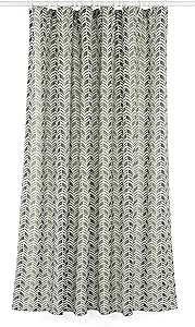 LJ Home Fashions 282 Metro Chevron Geometric Designed Shower Curtain Liner and Ring Set (14 Pieces) Green/Grey/Linen Beige