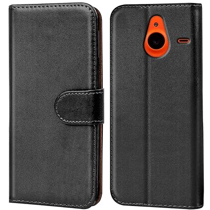 Verco Lumia 640 XL Hülle, Handyhülle für Microsoft Lumia 640 XL Tasche PU Leder Flip Case Brieftasche - Schwarz