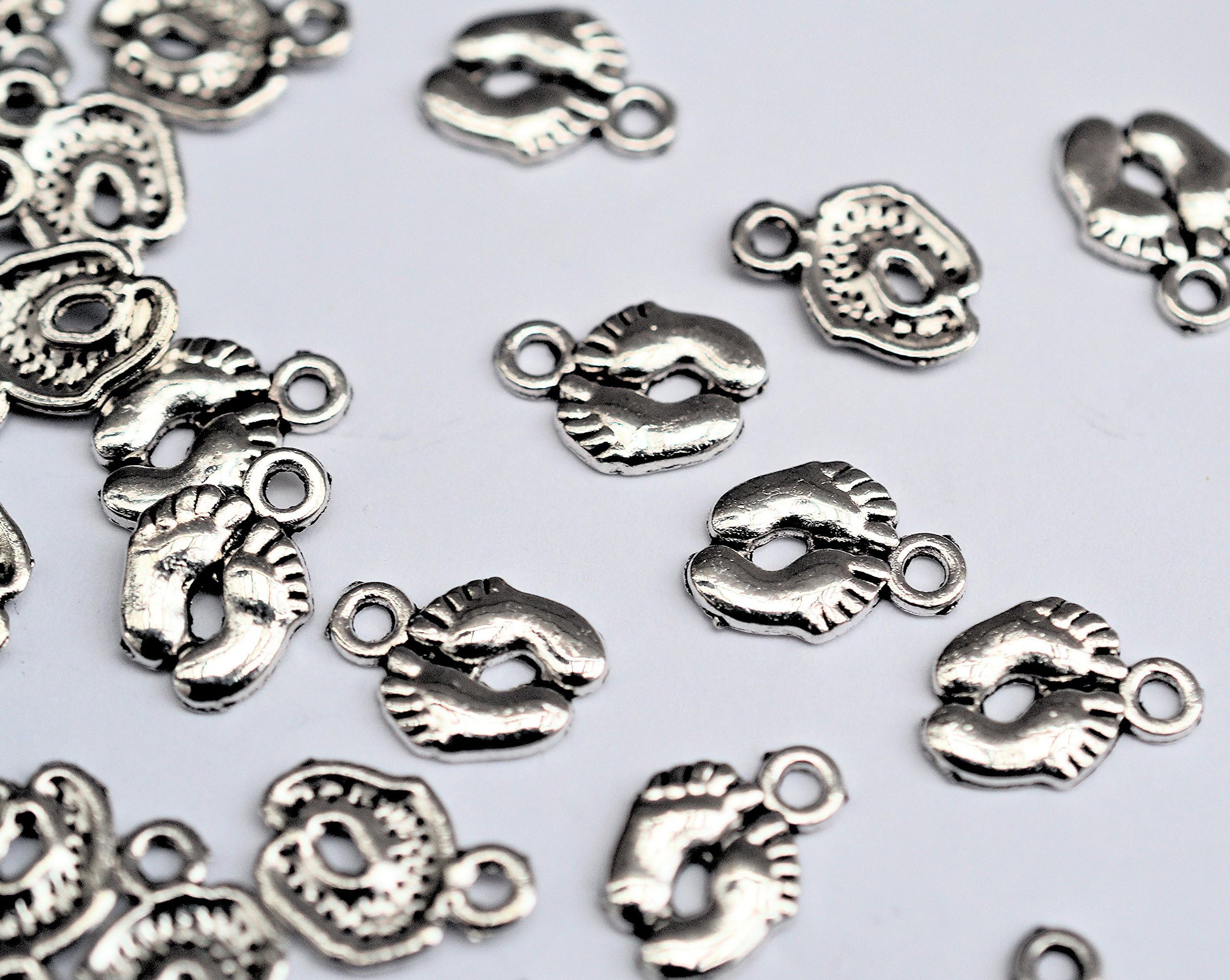 30 Tibetan Silver Baby Feet Charms 14mm x 10mm. Ch042B