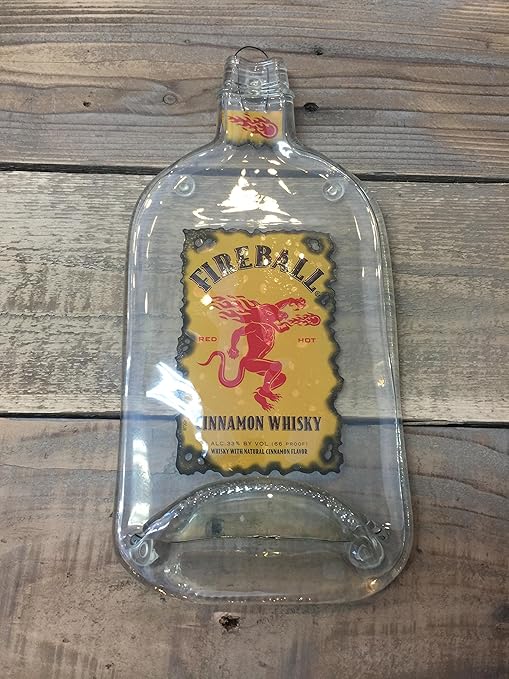 Fireball Whiskey Handmade Melted Bottle Serving Tray Great One Fireball Whiskey Handmade Melted Bottle Serving Tray Great One