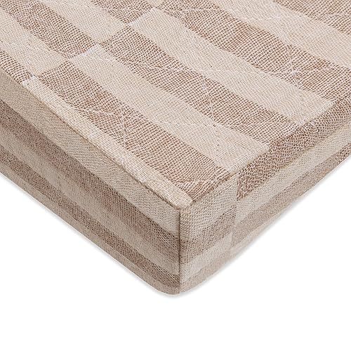 Babyletto 100% Quilted Organic Cotton Changing Pad Cover, GOTS-Certified, Fitted 360°, Ultra-Soft and Breathable Muslin - Cocoa Offset Stripe