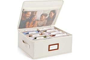 HULISEN Photo Storage Box with Lid & Dividers, Linen Photo Organizer for up to 2000 4x6 Pictures, Keepsake Memory Box with Si