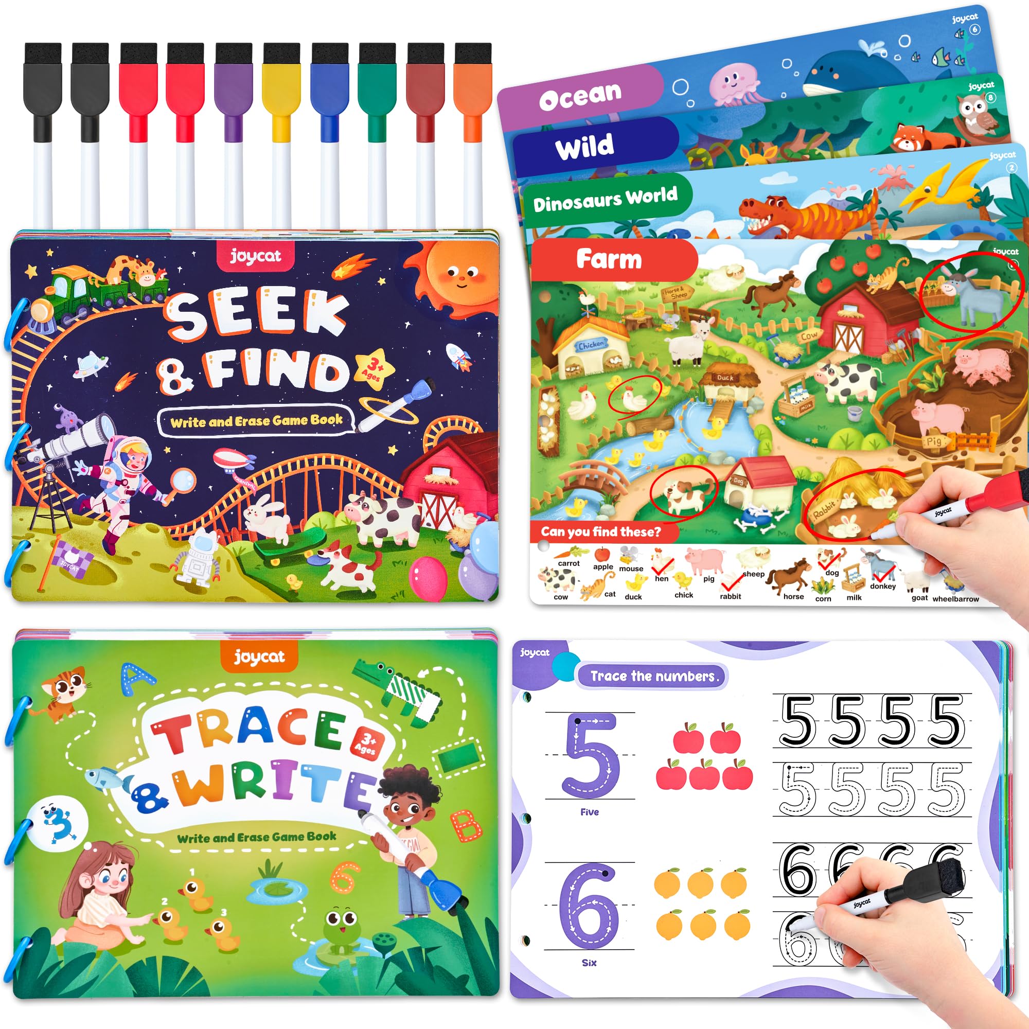 JoyCat Preschool Learning Activities Set (2 Pack) – Seek & Find Game Books and Letters Numbers Handwriting Practice Tracing Workbooks for Toddlers & Kids, Birthday Gifts for Girls and Boys Ages 3-5 — image 1