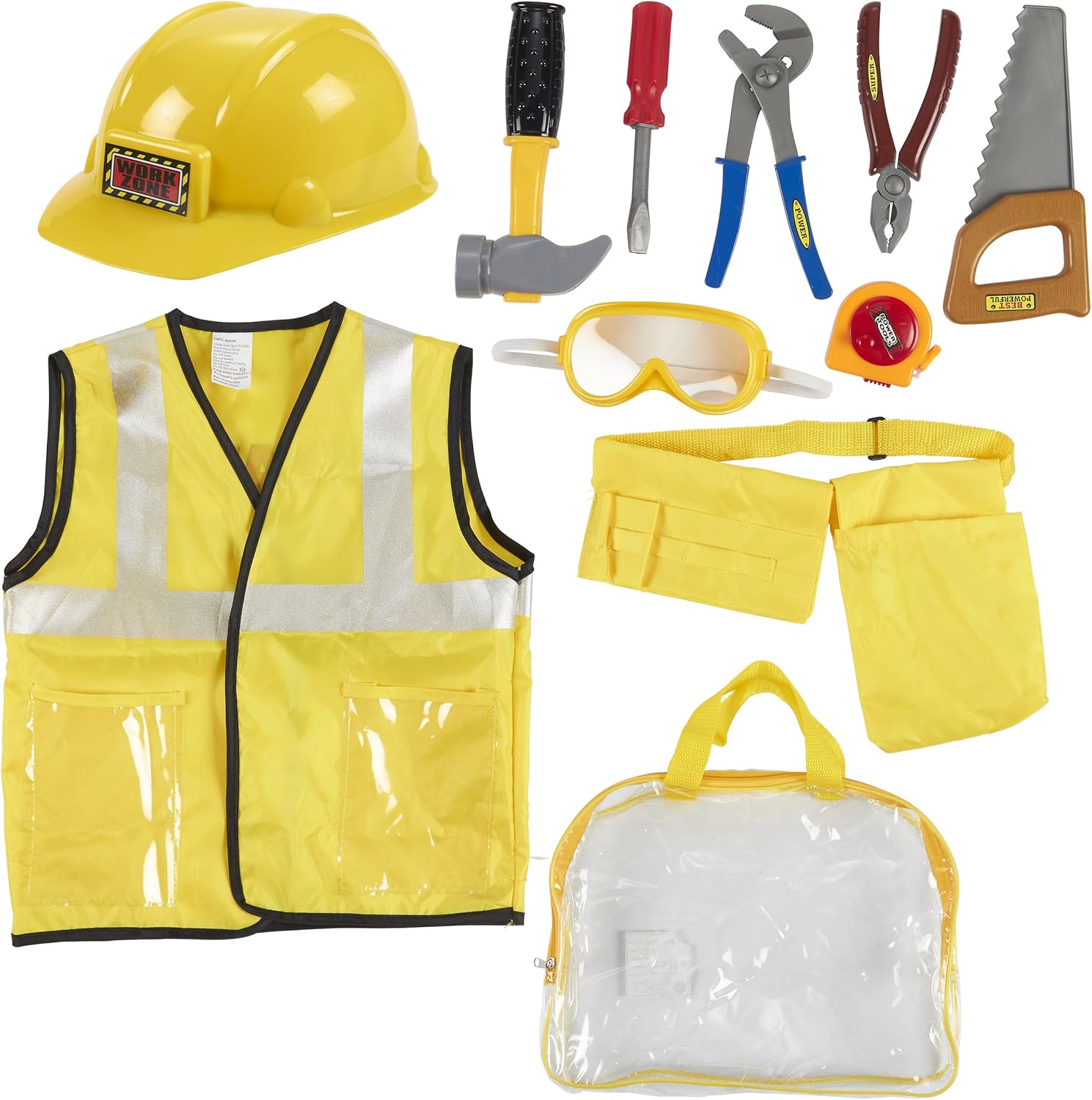 Kids Role Play Costume Set 10Piece Construction Worker Costume for