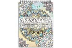 ColorIt Mandalas Volume X Spiral Bound Adult Coloring Book with 50 Mandala Patterns for Relaxation and Stress Relief - Includes Perforated Pages, Thick Paper, Hardback Covers, and Blotter Page