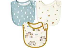 2ooya Cotton Drooling Baby Bib - 3Pcs Unisex Boy Girl Cotton Teething Infant Bibs with Adjustable Buttons
