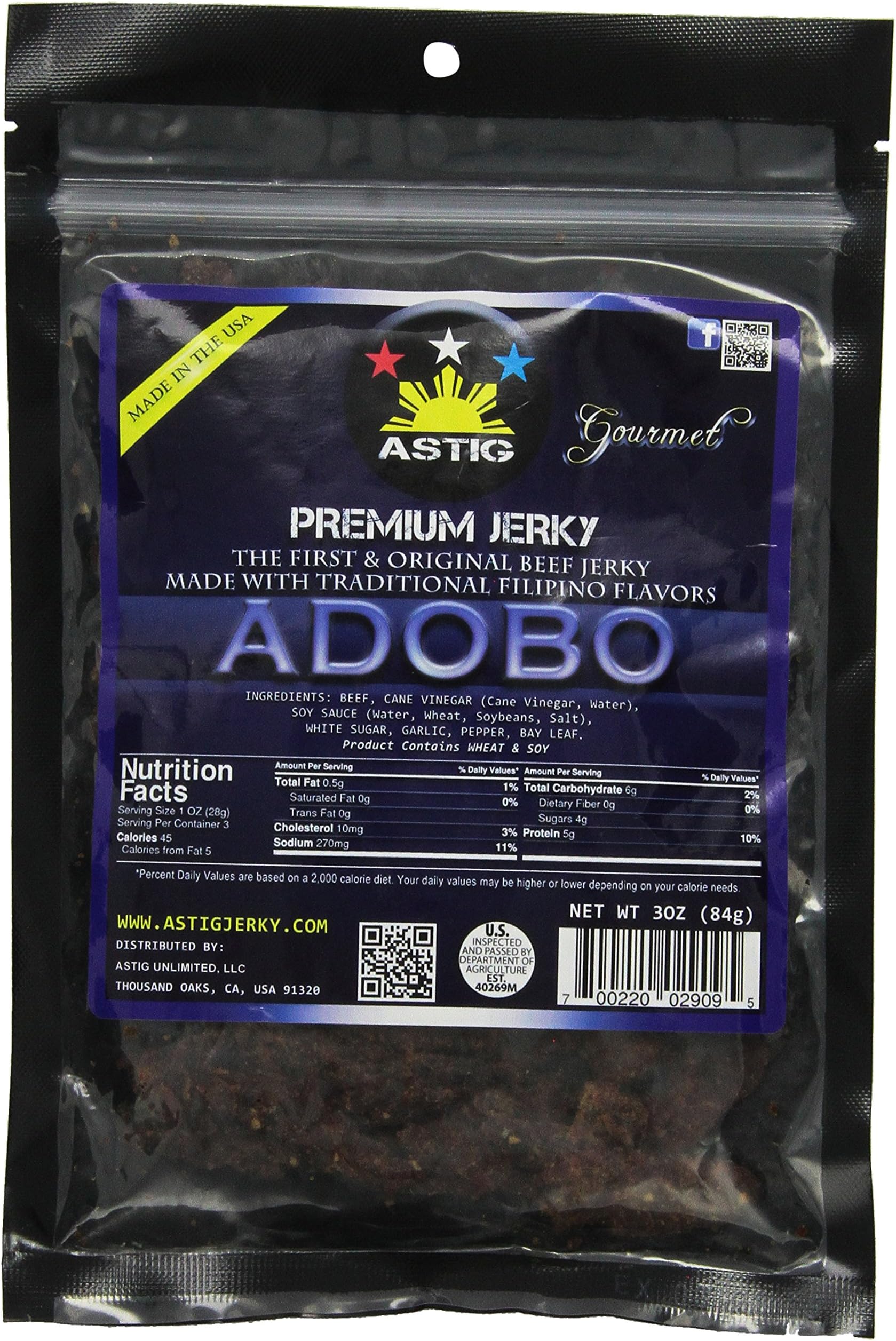 Astig Premium Jerky Adobo Beef, 3 Ounce