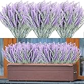 30 Bundles Artificial Lavender Outdoor UV Resistant Fake Lavender Flowers No Fade Faux Plastic Plants 15 inch Greenery Stems Decor for Indoor Outside Vase Bouquet Garden Porch Home Wedding (Purple)
