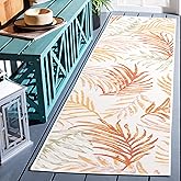 SAFAVIEH Washable Rug Outdoor Sunrise Collection - 2' x 8' Runner, Ivory & Rust Sage, Non-Shedding & Easy to Clean, Ideal for
