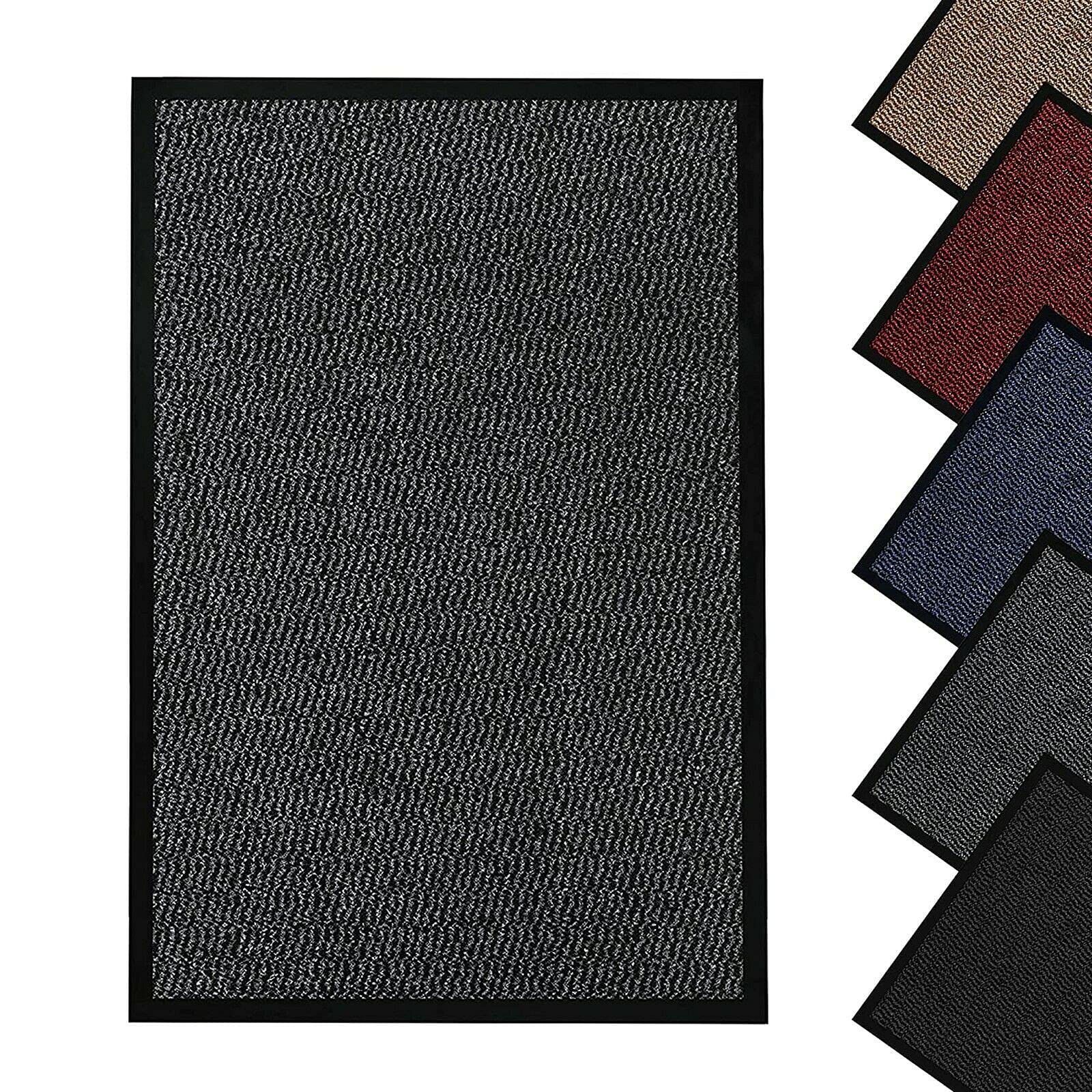 JKZ RUG AND DOORMATS Door mat heavy duty non slip indoor/outdoor Kitchen hall floor mat washable light weight barrier rubber mats (Grey, 40x60)