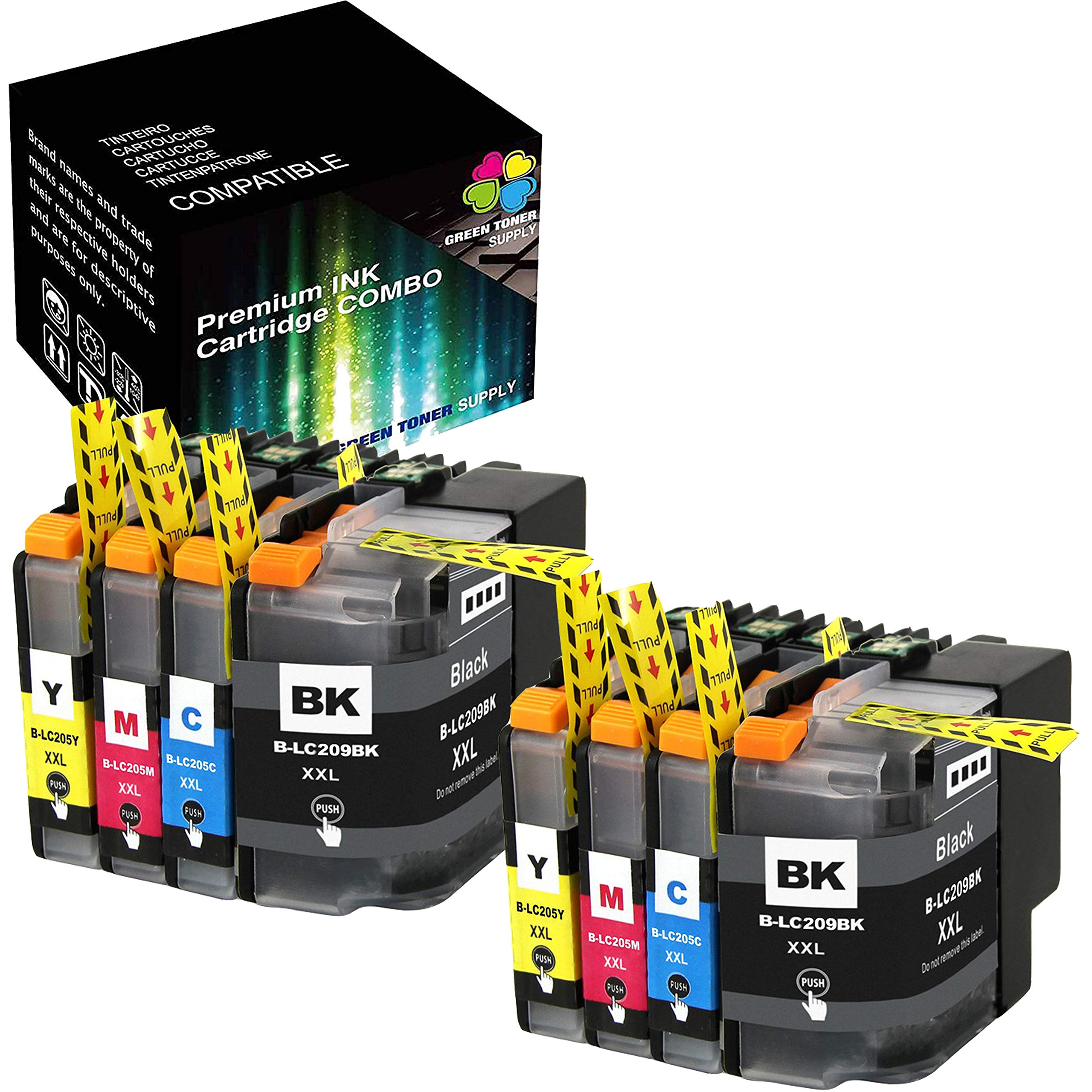Photo 1 of (Pack of 8) Compatible Replacement for Brother LC209 LC205 LC 209 205 LC-209 LC-205 Ink Cartridge (2 x Basic Set) for MFC-J5520DW J5620DW J5720DW Printer, Sold by GTS