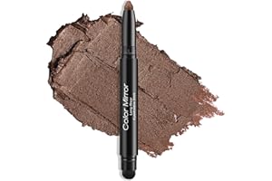 Color Mirror Cream Waterproof Hypoallergenic Eyeshadow Stick, long wear Metallic Glitter Matte Eye Shadow Pencil With Makeup Brush, Eye Brightener, 16 Mocha Shimmer