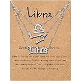PANTIDE 3Pcs Constellation Zodiac Layer Necklaces for Women Girls, Retro 14K Gold Plated 12 Constellation Pendant Necklace Exquisite Letter Horoscope Old English Zodiac Sign Jewelry Birthday Gift