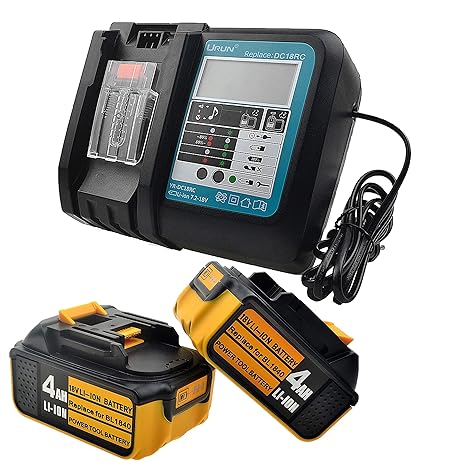 3A Schnellladegerät + 2 Einheiten 18V 4.0Ah BL1840B Ersatzakku mit LED-Batterie für Makita DCF102Z DHP453Z DTD152Z XPH12Z XDT