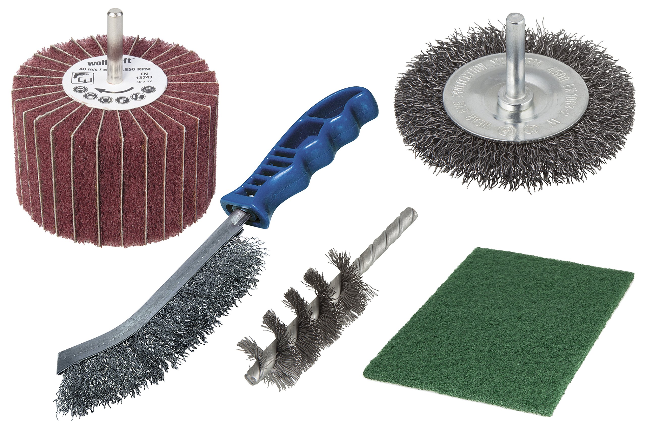 wolfcraft Metalworking Set, 5 Pcs. I 5641000 I The all-in-one set for refurbishing outdoor metal surfaces