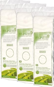 MASMI NATURAL COTTON Bio Watte zickzack, 3er Pack(3 x 100 g)
